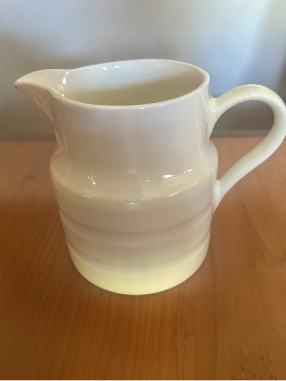 Vintage Lord Nelson Pottery Cream Ironstone Ribbed Pitcher England Dated 1977
